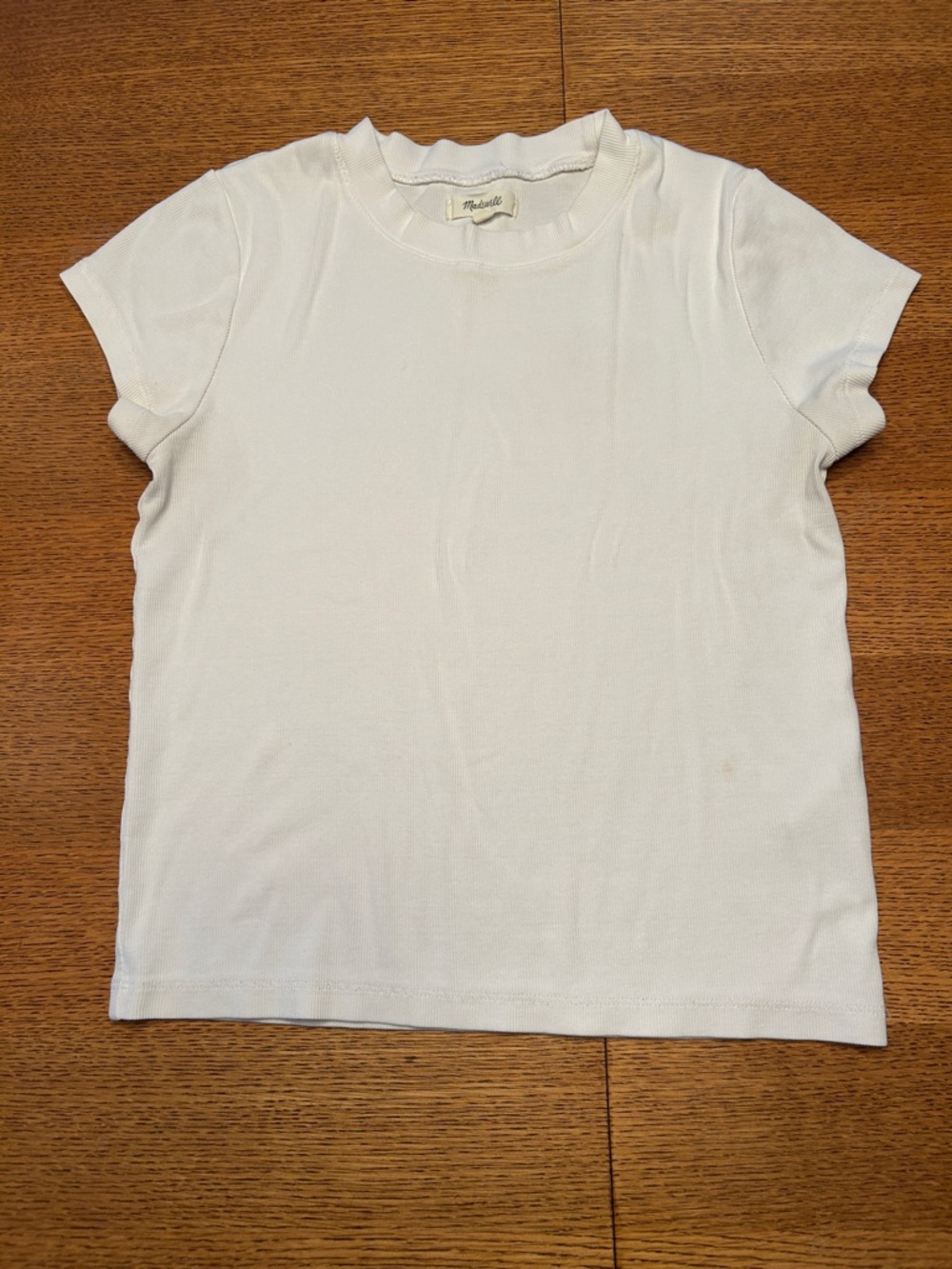 Madewell White Short Sleeve Ribbed Crew Tee